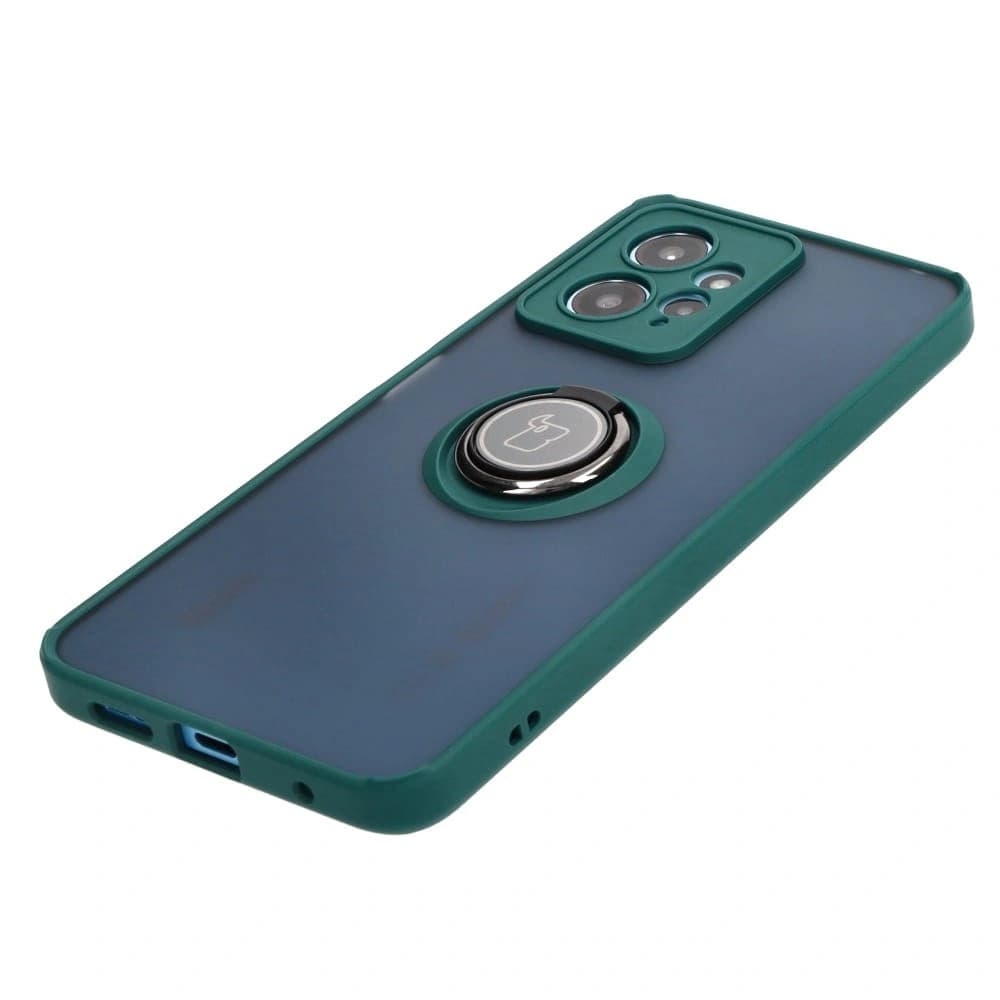 Bizon Case Hybrid Ring Xiaomi Redmi Note 12 4G rauchig mit einem dunkelgrünen Rahmen - 3