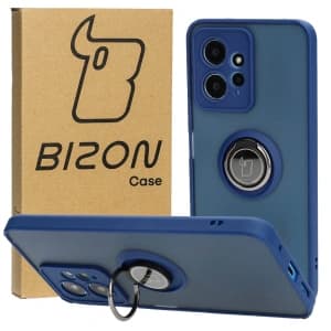 Bizon Case Hybrid Ring Xiaomi Redmi Note 12 4G rauchig mit einem navyblauen Rahmen