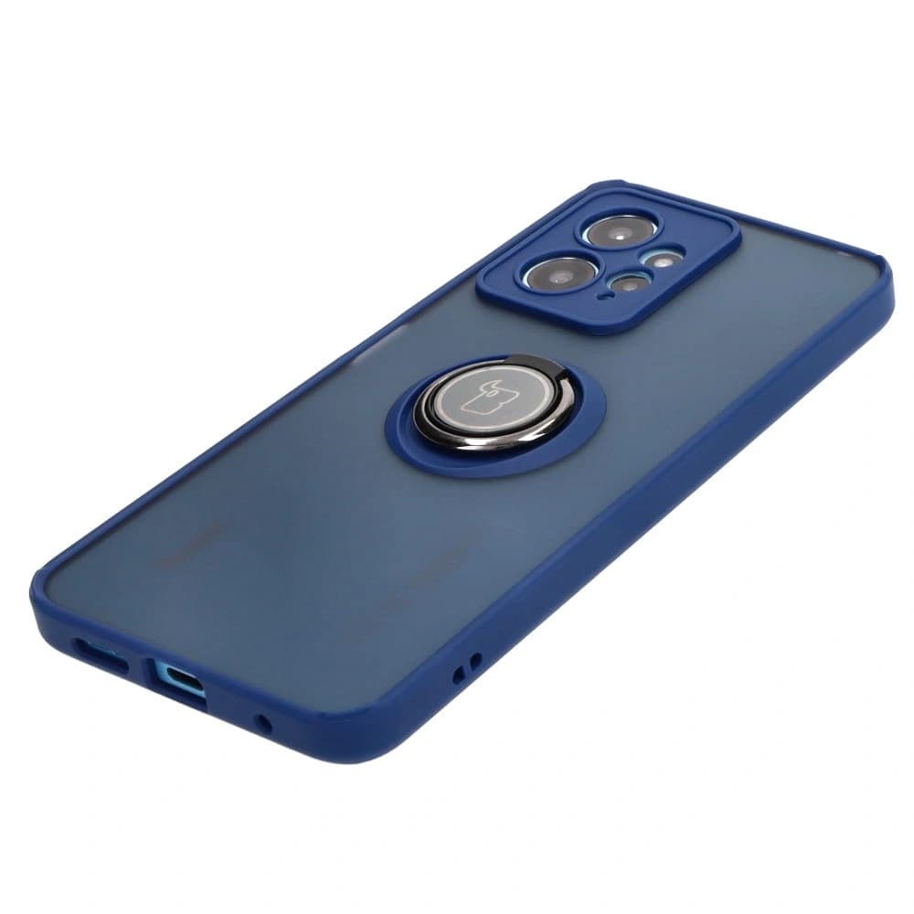Bizon Case Hybrid Ring Xiaomi Redmi Note 12 4G rauchig mit einem navyblauen Rahmen - 3