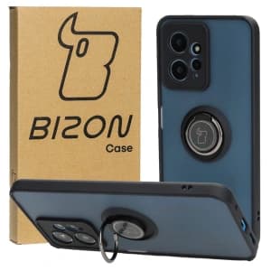 Bizon Case Hybrid Ring Xiaomi Redmi Note 12 4G rauchig mit einem schwarzen Rahmen