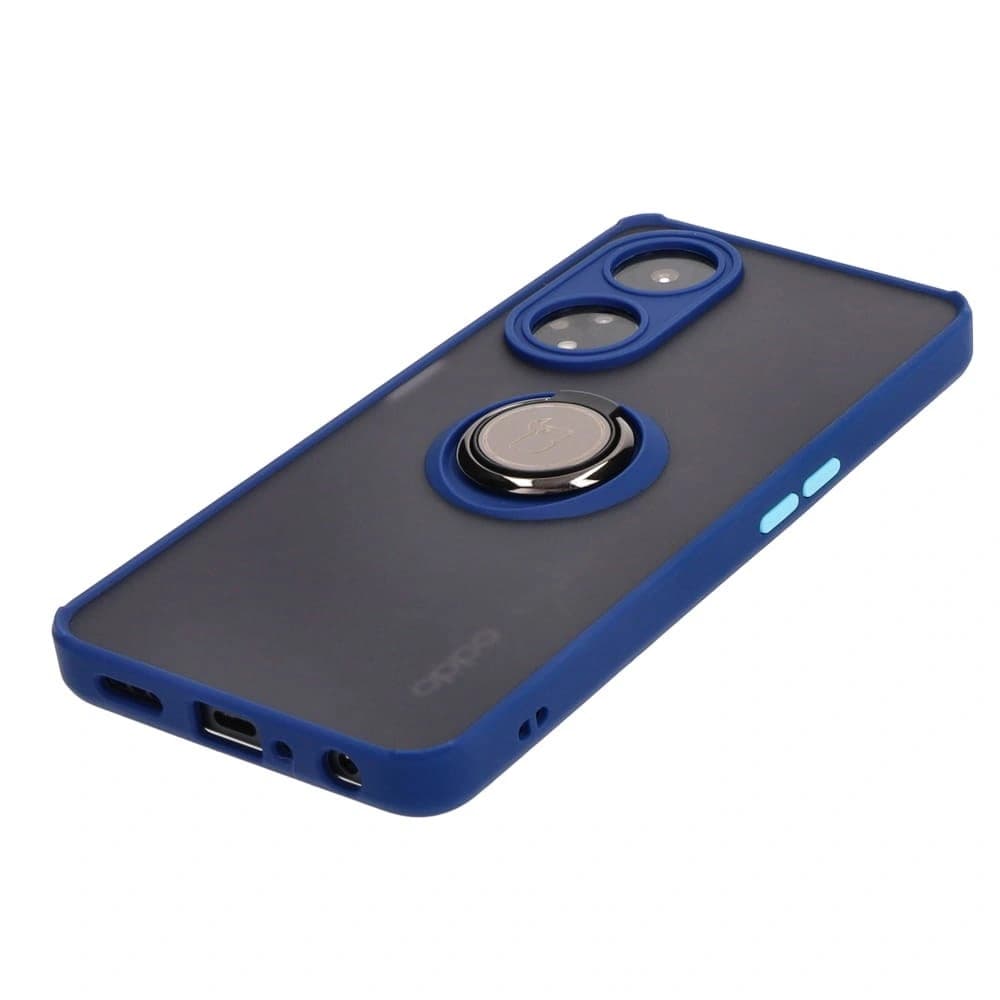 Bizon Case Hybrid Ring Oppo A98 5G rauchig mit einem navyblauen Rahmen - 3