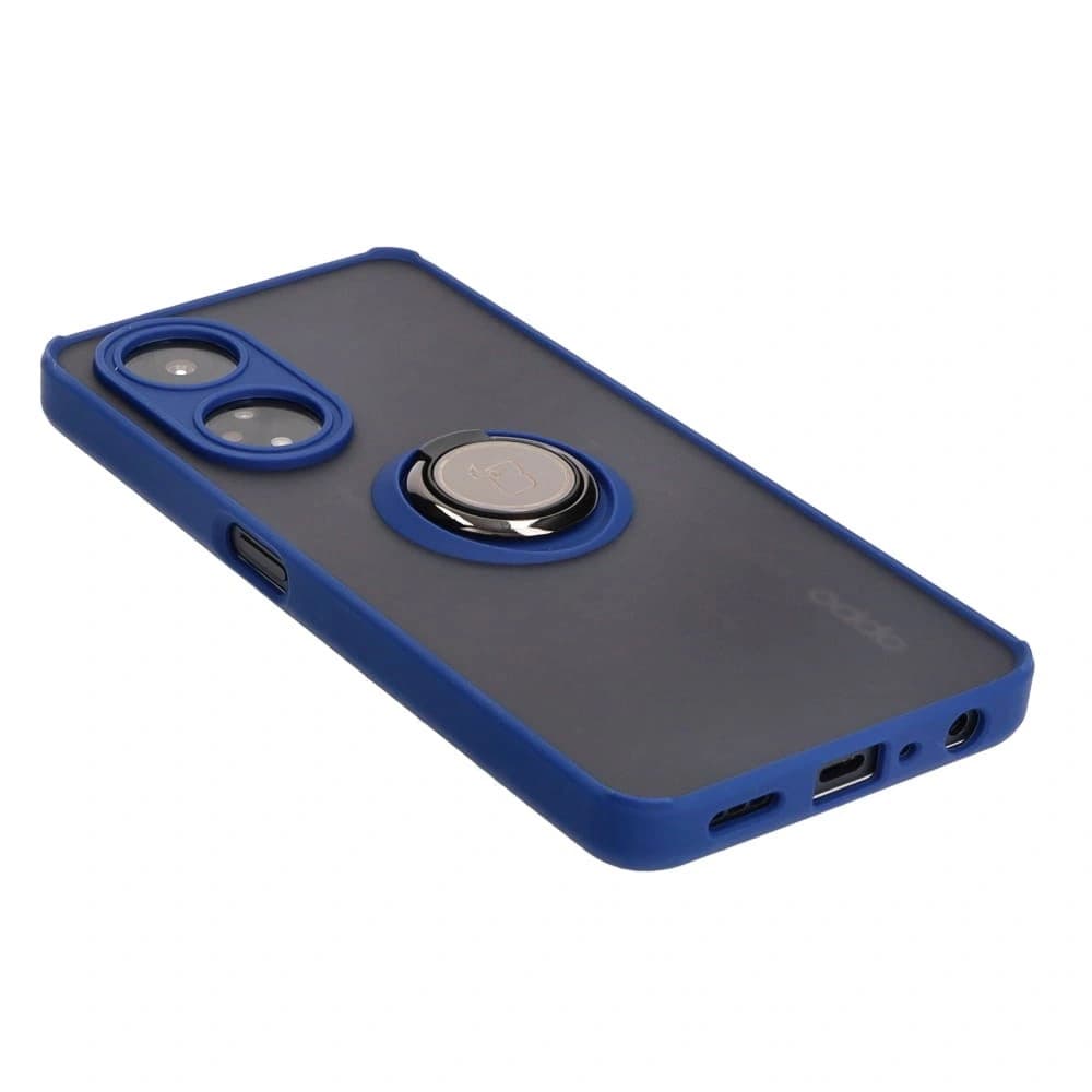 Bizon Case Hybrid Ring Oppo A98 5G rauchig mit einem navyblauen Rahmen - 4