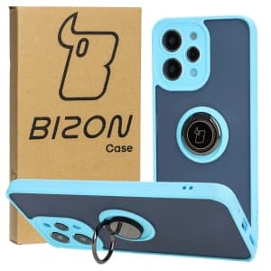 Bizon Case Hybrid Ring Xiaomi Redmi 12 smoky with a light blue frame