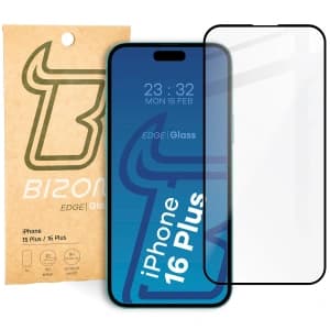 Sklo tvrzené Bizon Glass Edge 2 pro Apple iPhone 15 Plus / 16 Plus černé