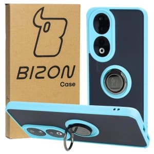 Bizon Case Hybrid Ring Honor 90 smoky with a light blue frame