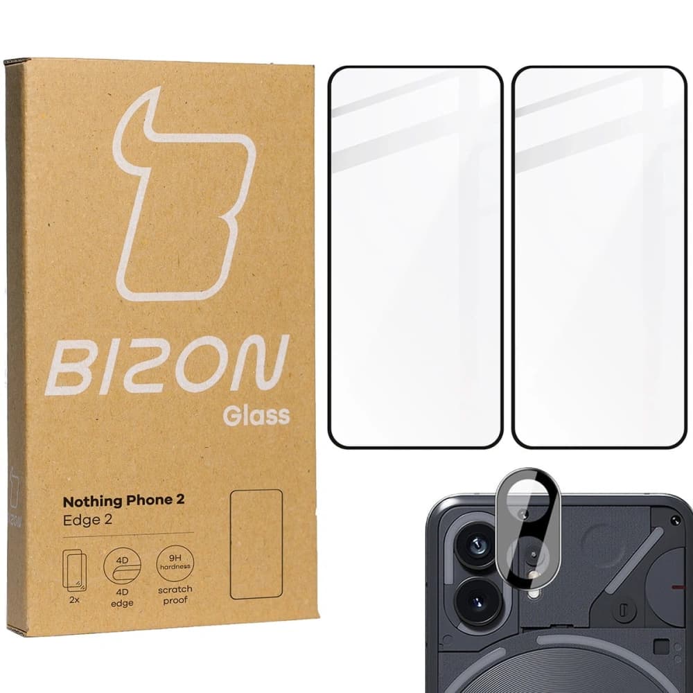 BIZON Edge 2x screen glass + camera glass Nothing Phone 2 - 1