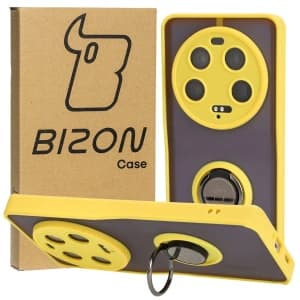 Bizon Case Hybrid Ring Xiaomi 13 Ultra fumuriu cu un cadru galben