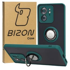 Bizon Case Hybrid Ring Motorola Edge 40 smoky with a dark green frame