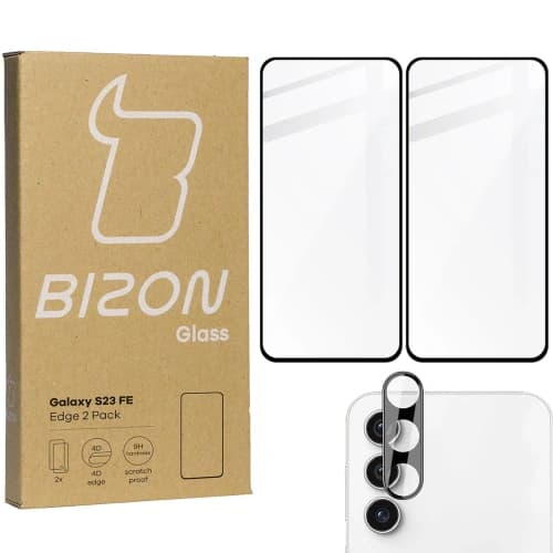 BIZON Edge 2x screen glass + camera glass Samsung Galaxy S23 FE