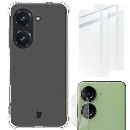 Etui + 2x sklo na displej + objektiv Bizon Case Clear Pack pro Asus Zenfone 10 průhledné