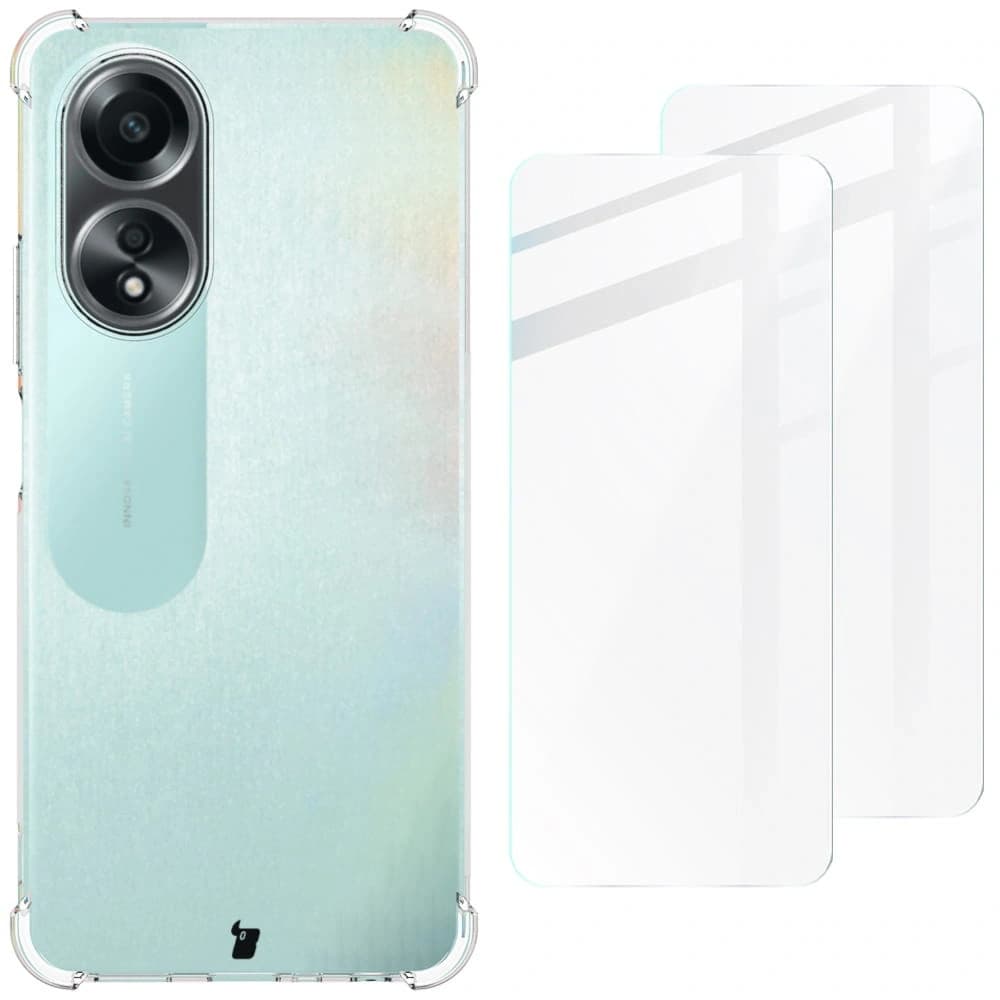 Bizon Case Clear Pack Hülle + 2x Bildschirmglas für Oppo A58 4G klar - 1