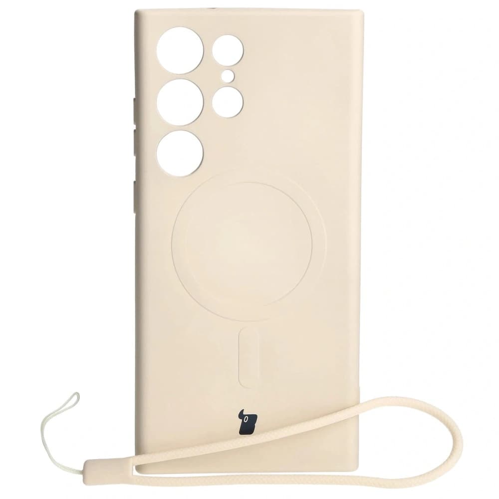Etui silikonové s magnetickým kroužkem Bizon Case Silicone Magnetic pro Samsung Galaxy S23 Ultra béžové - 1