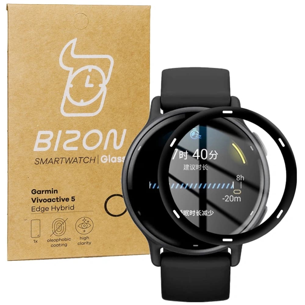 Bizon Glass Watch Edge Hybrid Garmin Vivoactive 5 fekete - 1