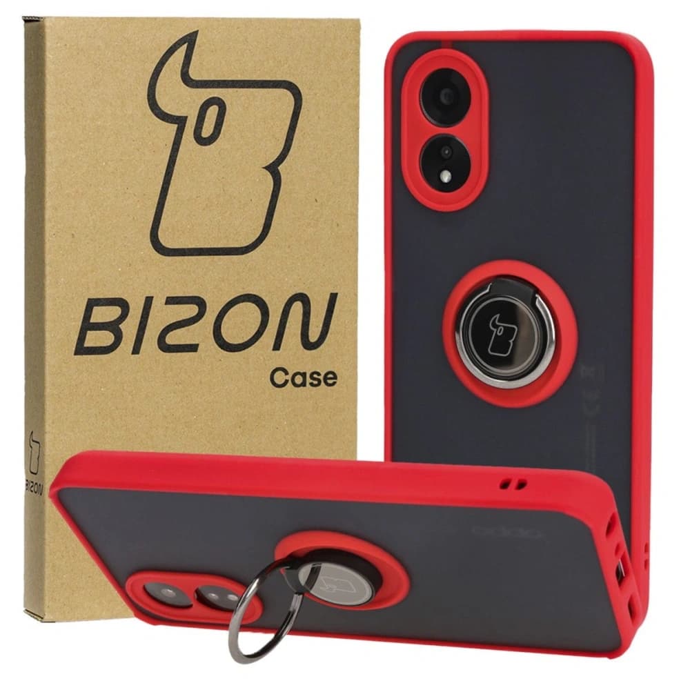 Bizon Case Hybrid Ring Oppo A38 4G smoky with a red frame - 1