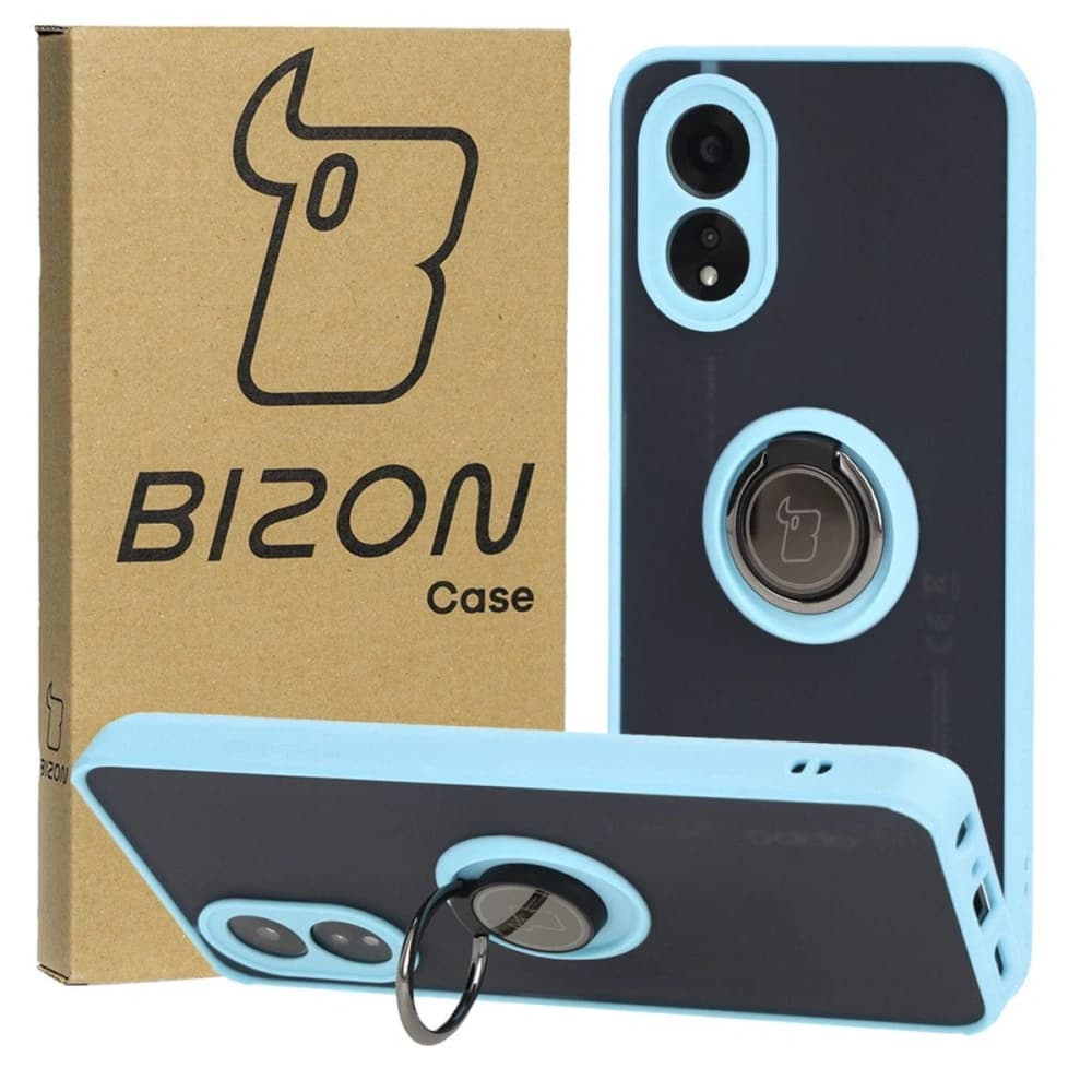 Bizon Case Hybrid Ring Oppo A38 4G rauchig mit einem hellblauen Rahmen - 1