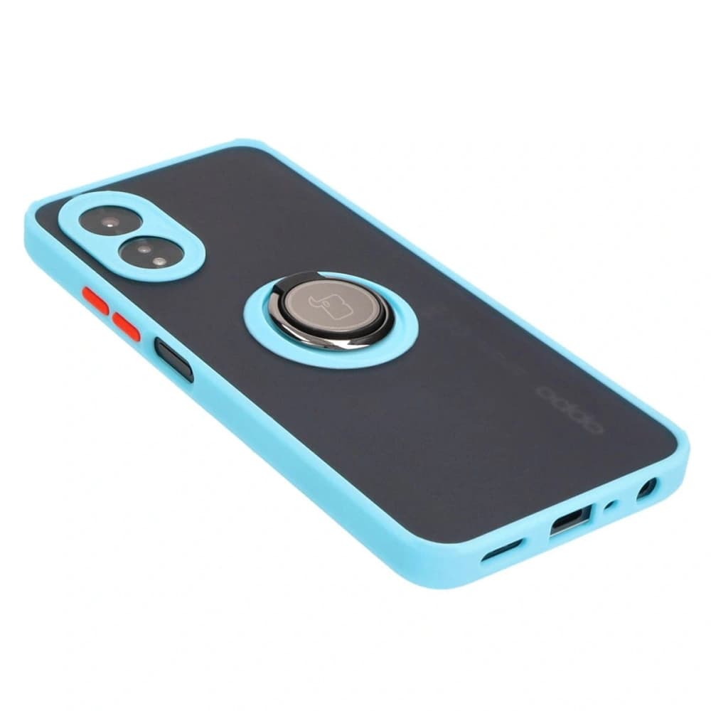 Bizon Case Hybrid Ring Oppo A38 4G rauchig mit einem hellblauen Rahmen - 4