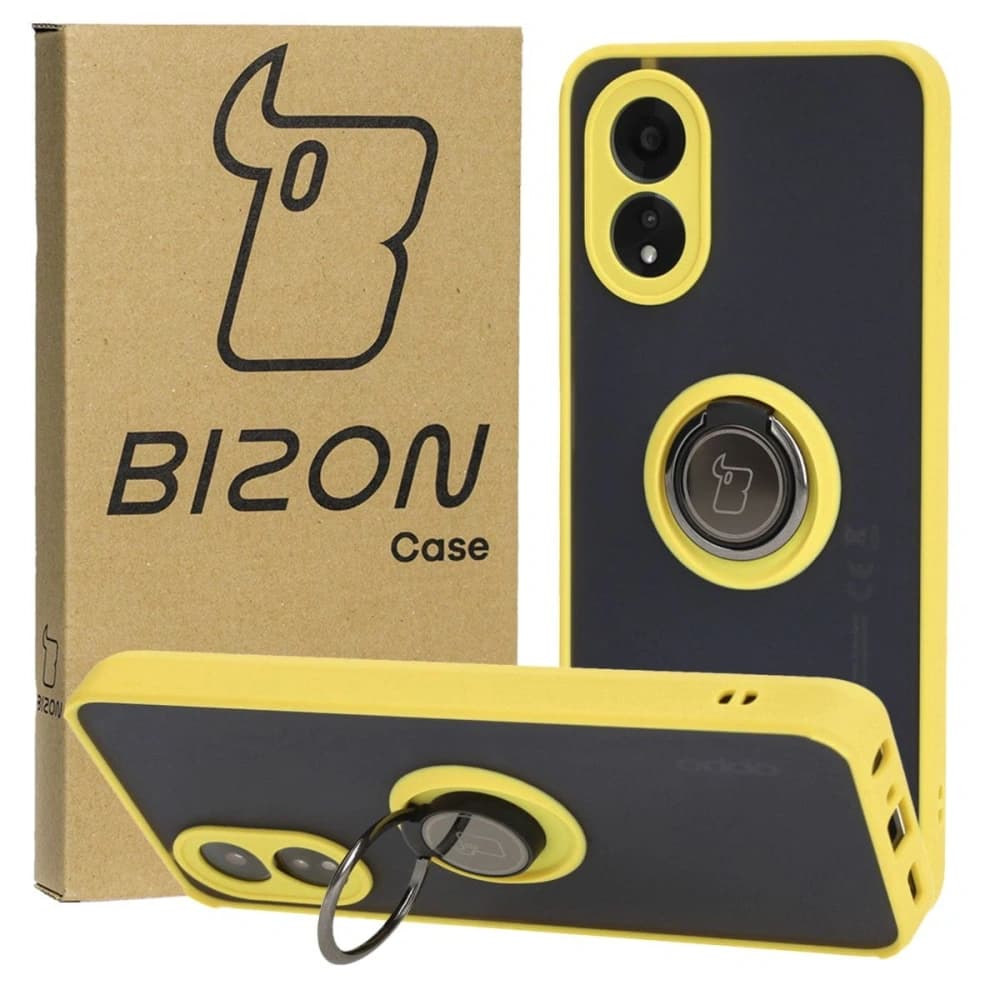 Bizon Case Hybrid Ring Oppo A38 4G rauchig mit einem gelben Rahmen - 1