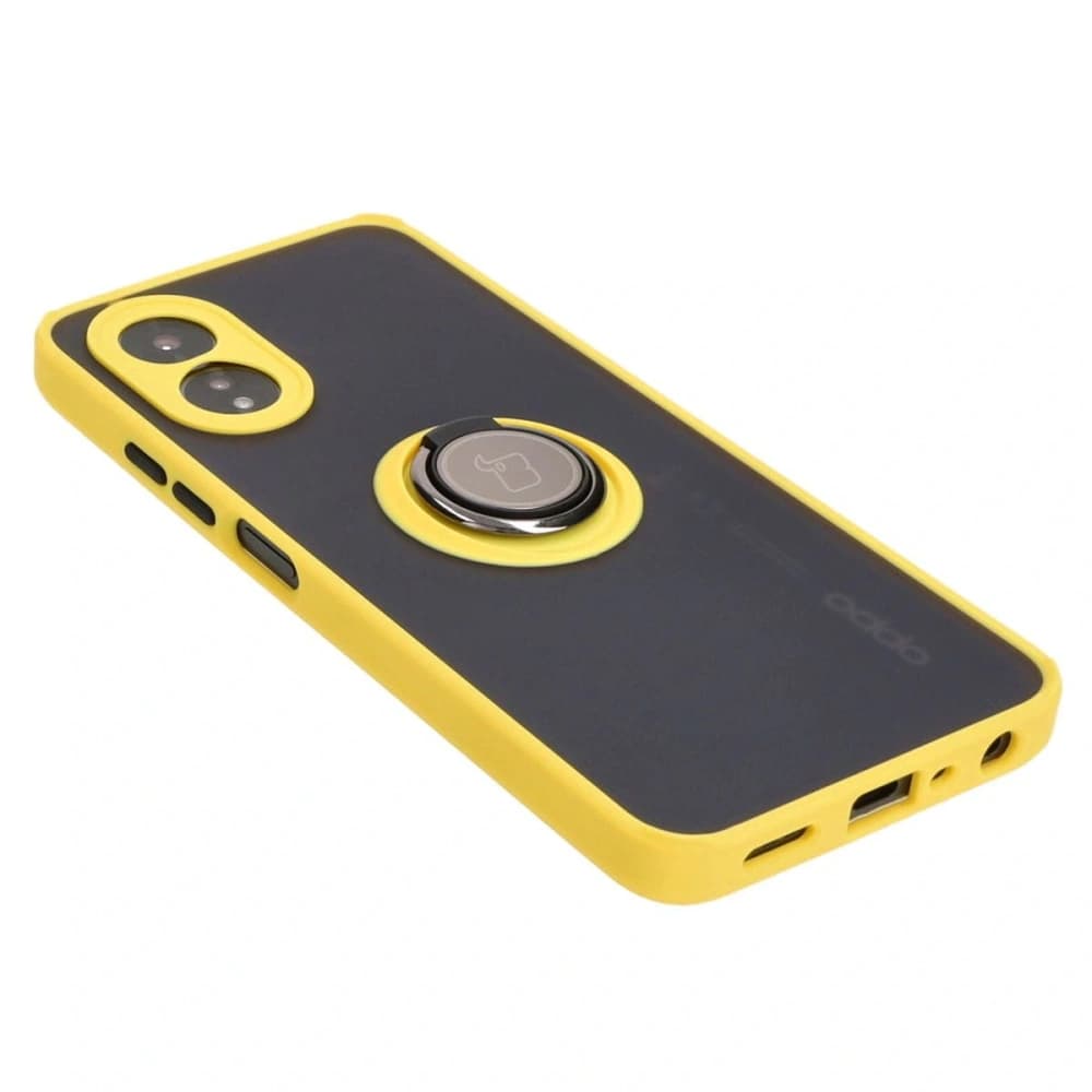 Bizon Case Hybrid Ring Oppo A38 4G rauchig mit einem gelben Rahmen - 4