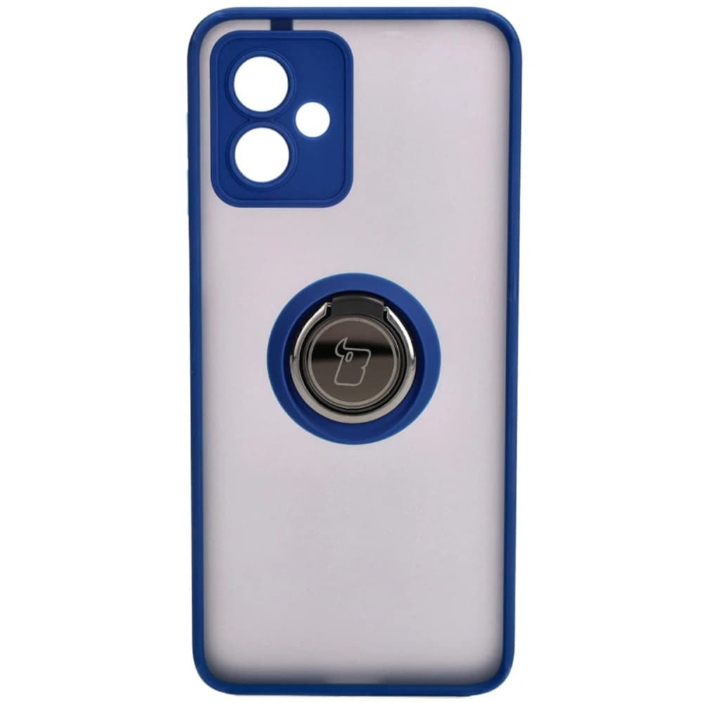 Bizon Case Hybrid Ring Motorola Moto G14 rauchig mit einem navyblauen Rahmen - 2
