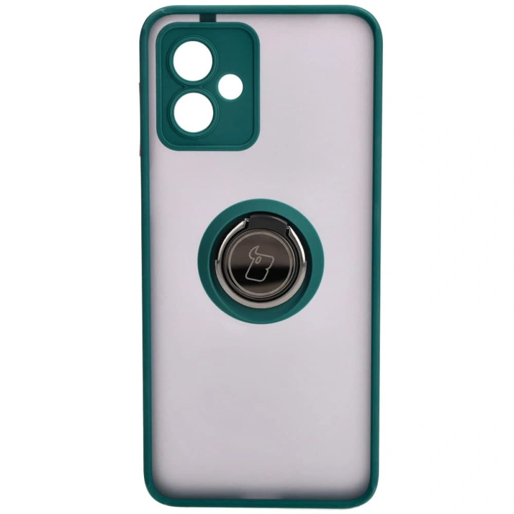 Bizon Case Hybrid Ring Motorola Moto G14 smoky with a dark green frame - 2