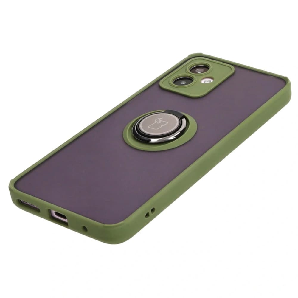 Bizon Caz Hibrid Ring Motorola Moto G14 fumuriu cu un cadru verde - 3