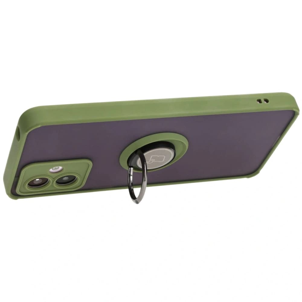 Bizon Caz Hibrid Ring Motorola Moto G14 fumuriu cu un cadru verde - 5