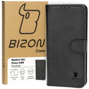 Etui z klapką Bizon Case Pocket do Xiaomi Redmi 13C / Xiaomi Poco C65 czarne