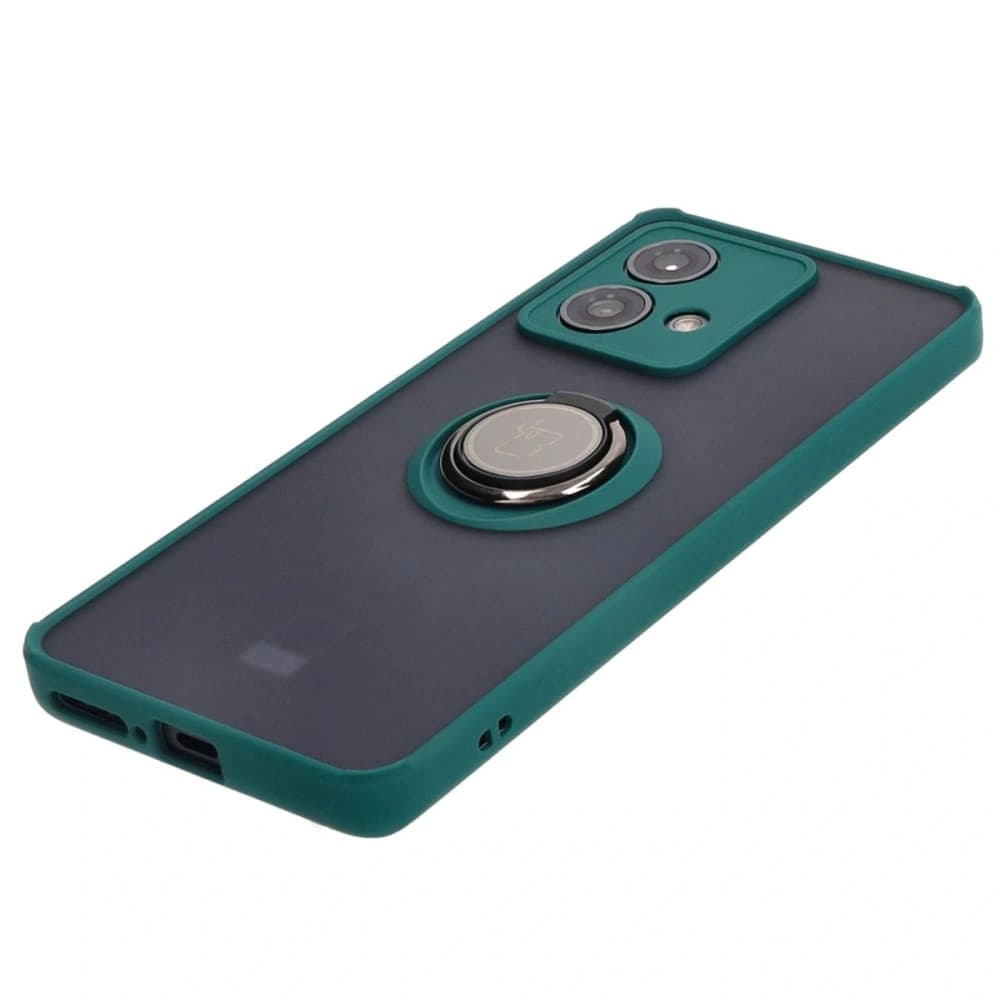 Etui z uchwytem na palec Bizon Case Hybrid Ring do Motorola Edge 40 Neo przydymione z ciemnozieloną ramką - 3