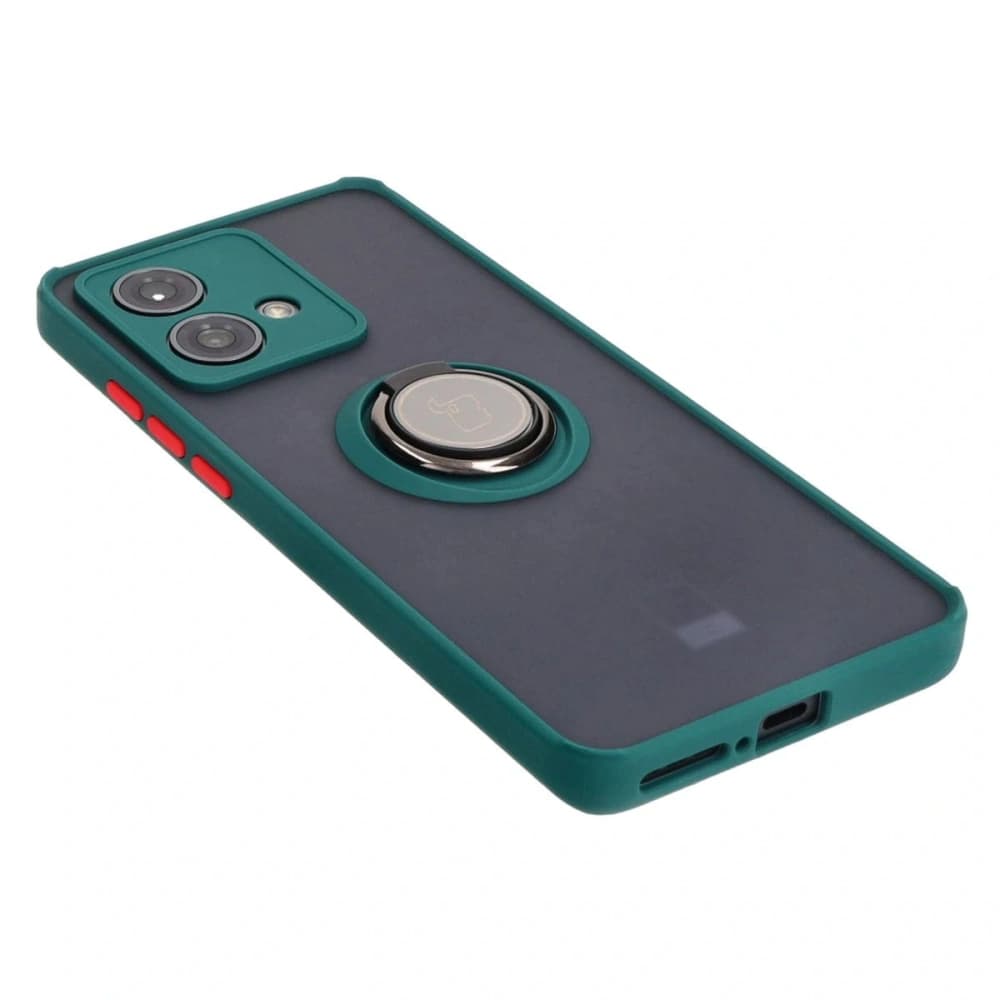 Etui z uchwytem na palec Bizon Case Hybrid Ring do Motorola Edge 40 Neo przydymione z ciemnozieloną ramką - 4