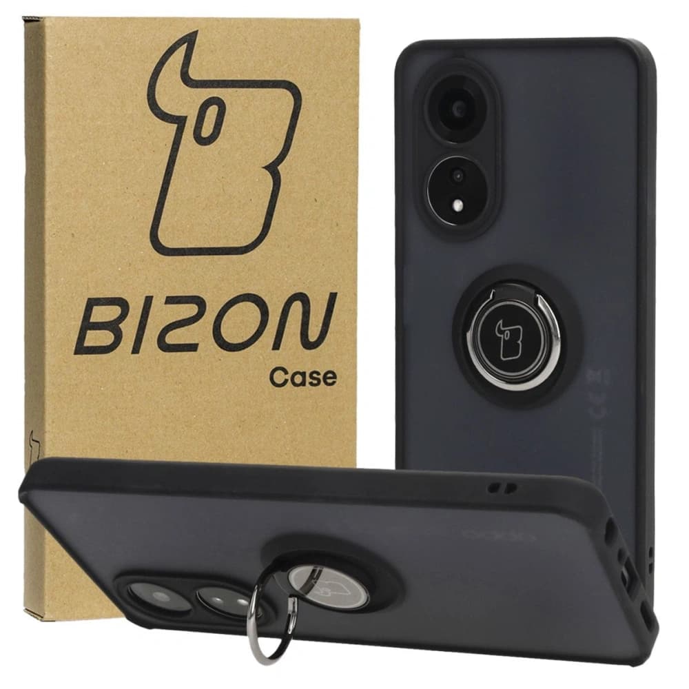 Bizon Case Hybrid Ring Oppo A58 4G rauchig mit schwarzem Rahmen - 1
