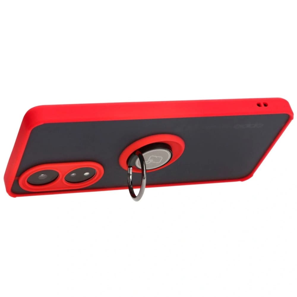 Bizon Case Hybrid Ring für Oppo A58 4G rauchig mit rotem Rahmen - 5