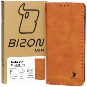 Etui z klapką Bizon Case Pocket Pro do Motorola Moto G14 hnědé