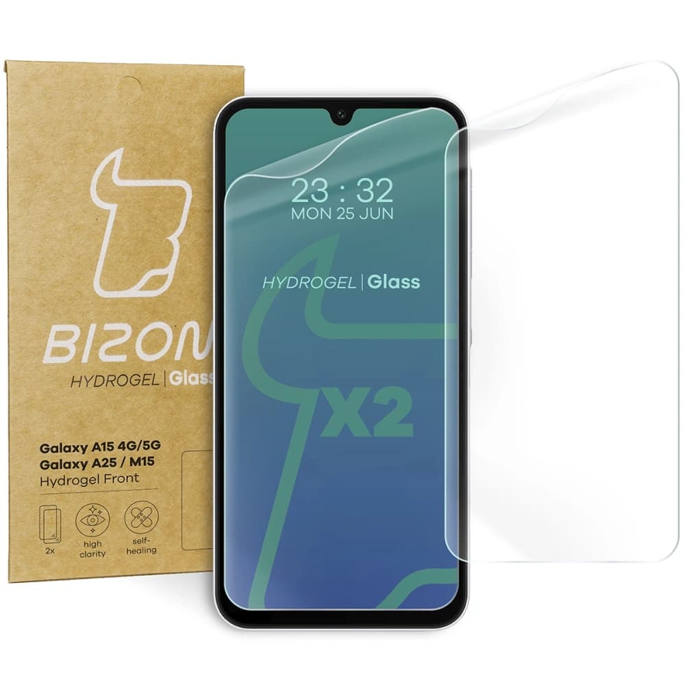 Folia hydrożelowa na ekran Bizon Glass Hydrogel Front do Samsung Galaxy A15 4G/5G Samsung Galaxy A25 5G / M15 5G [2 PACK] - 1