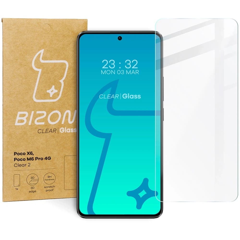 Tvrzené sklo Bizon Glass Clear 2 pro Poco X6 / Poco M6 Pro 4G / Redmi Note 13 5G / Redmi Note 13 Pro 4G/5G - 1