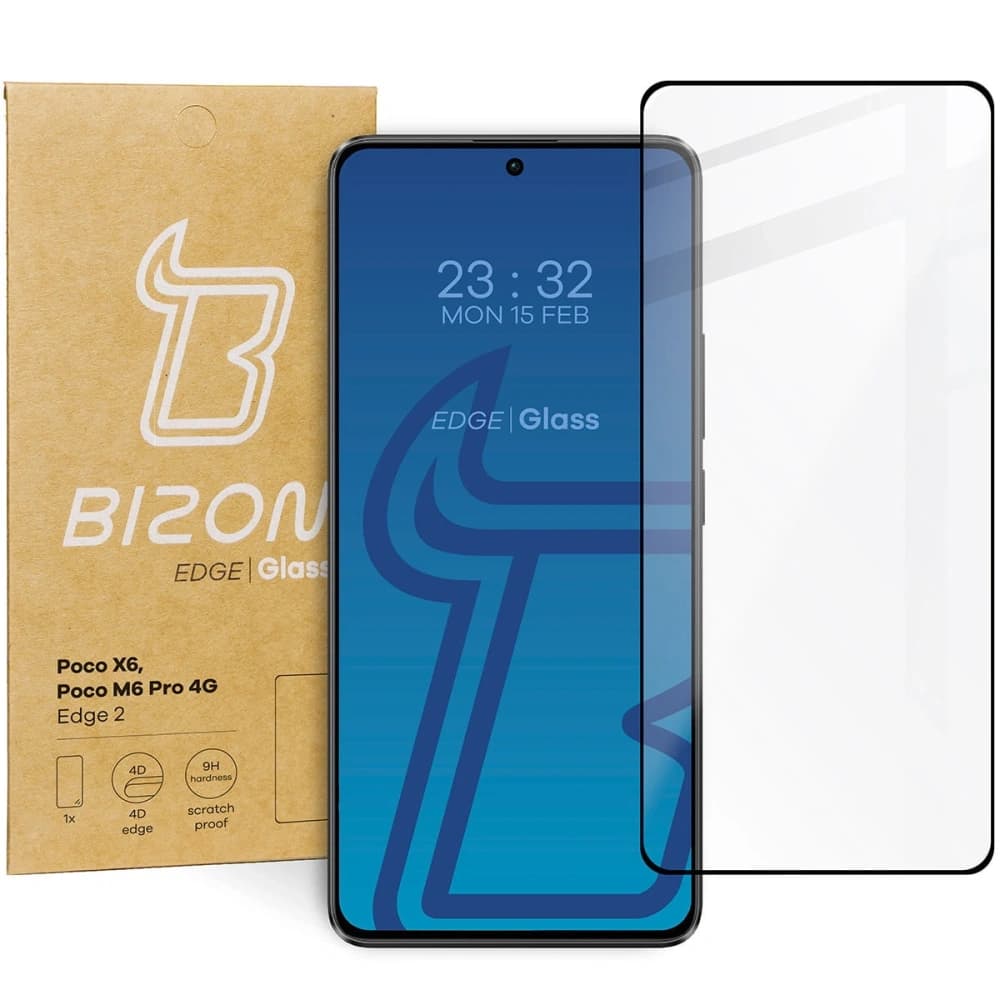 Tvrzené sklo Bizon Glass Edge 2 pro Xiaomi Poco X6 / Poco M6 Pro 4G / Redmi Note 13 5G / Redmi Note 13 Pro 4G/5G - 1