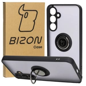 Bizon Case Hybrid Ring Samsung Galaxy A35 5G rauchig mit einem schwarzen Rahmen