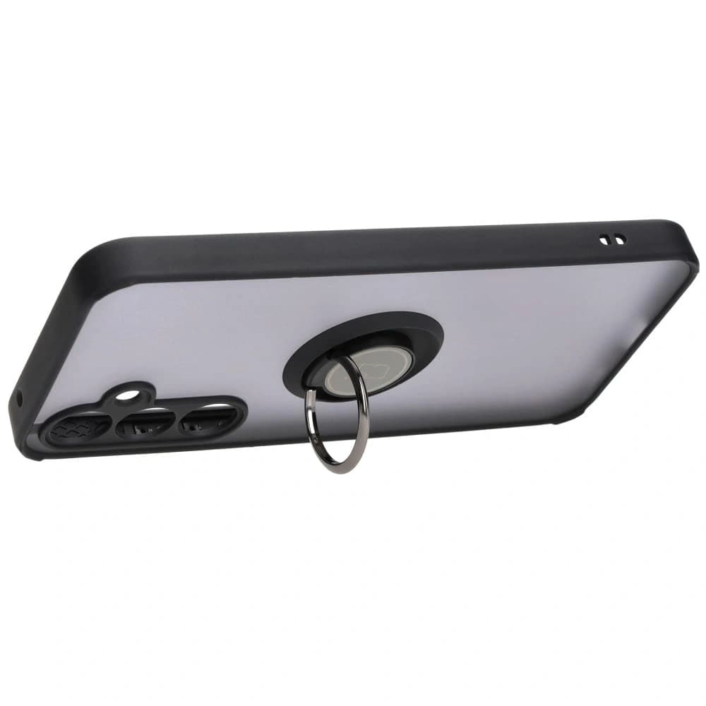 Bizon Case Hybrid Ring Samsung Galaxy A35 5G rauchig mit einem schwarzen Rahmen - 5