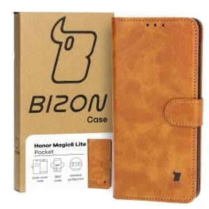Etui s klopou Bizon Case Pocket pro Honor Magic6 Lite hnědé