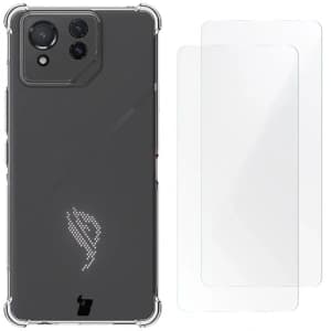 Bizon Case Clear Pack Hülle + 2x Bildschirmfolie für Asus ROG Phone 8 Pro klar