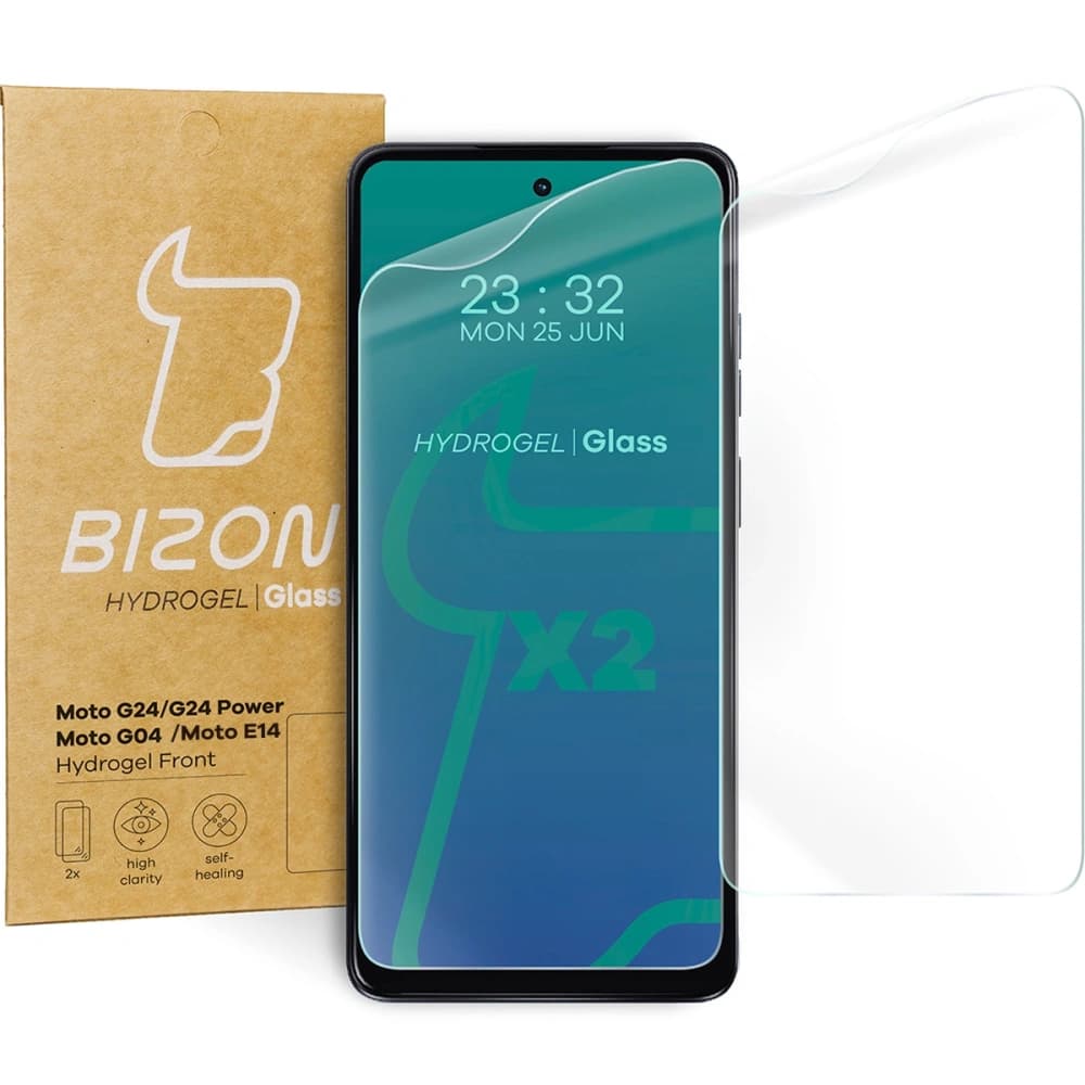 Bizon Glass Hydrogel Elülső Motorola Moto G04/G24/G24 Power/E14 [2 CSOMAG] - 1