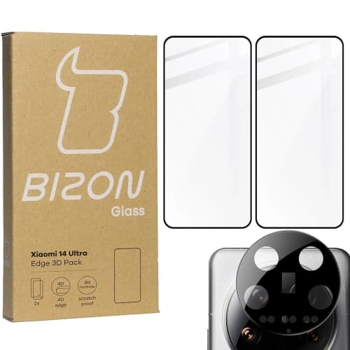 BIZON Edge 3D 2x Bildschirmglas + Kameraglas Xiaomi 14 Ultra