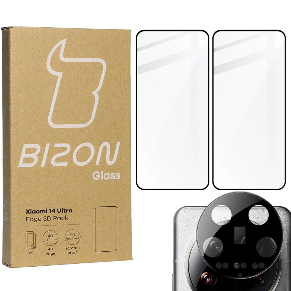 BIZON Edge 3D 2x screen glass + camera glass Xiaomi 14 Ultra - 1