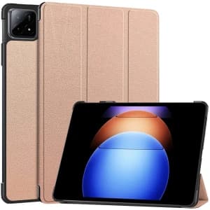 Etui Bizon Case Tab Croc do Xiaomi Pad 6S Pro różowozłote