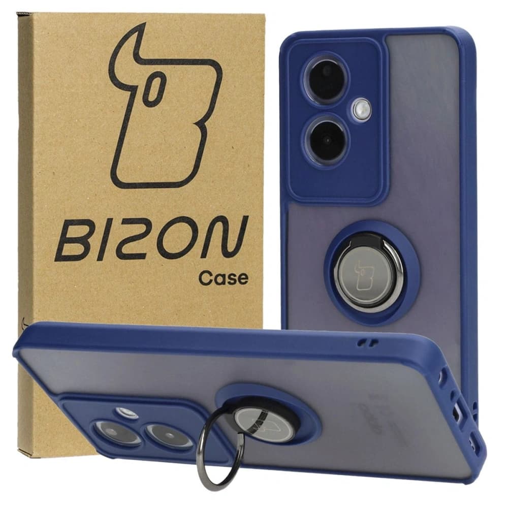 Bizon Case Hybrid Ring Oppo A79 5G rauchig mit einem navyblauen Rahmen - 1