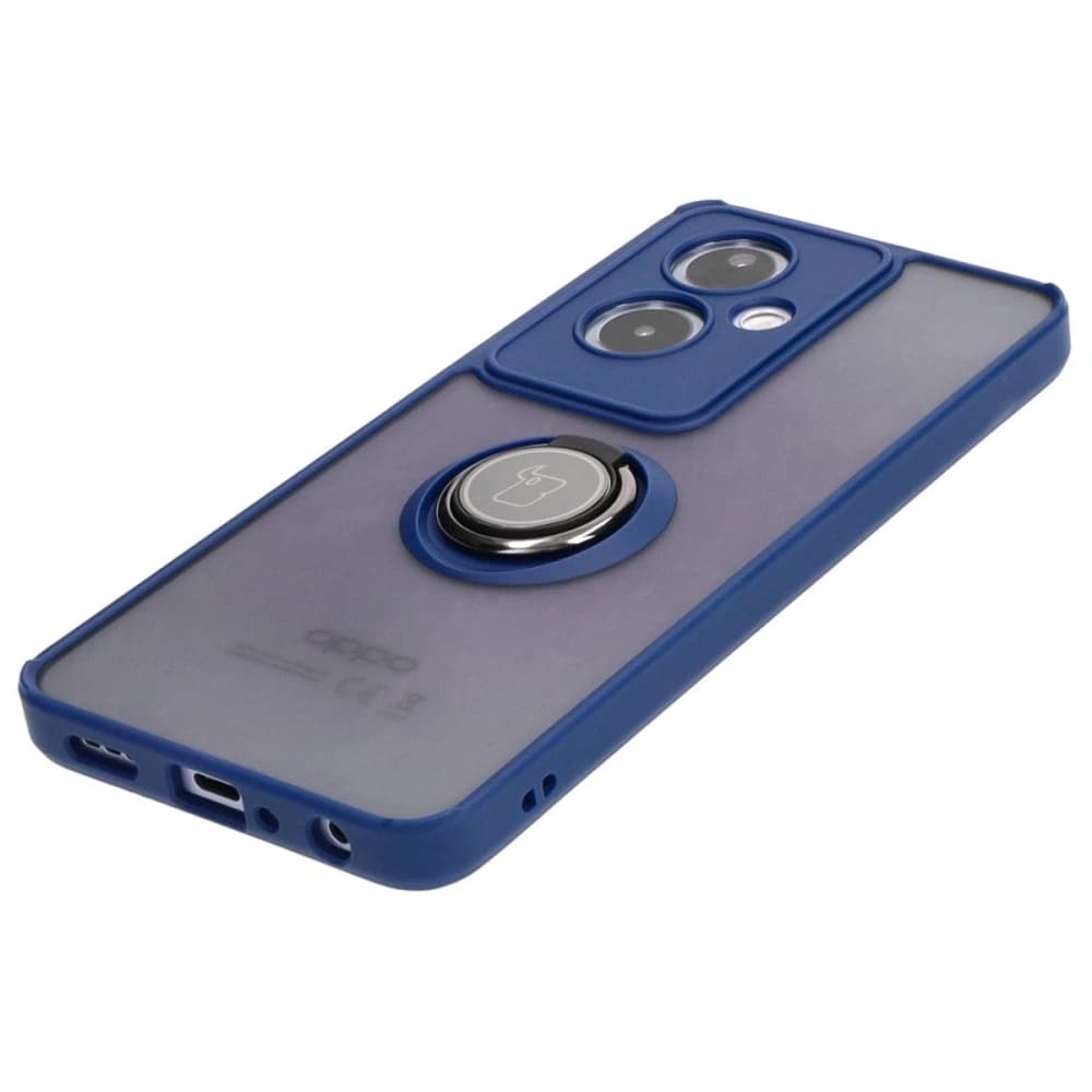 Bizon Case Hybrid Ring Oppo A79 5G rauchig mit einem navyblauen Rahmen - 3