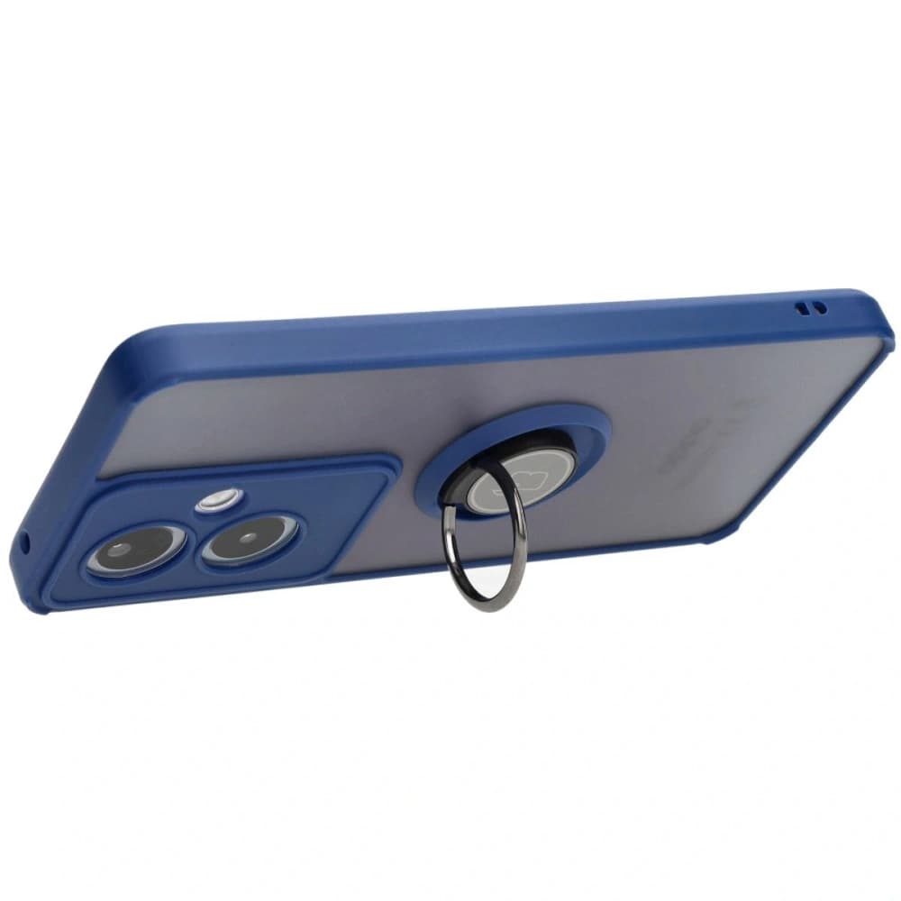Bizon Case Hybrid Ring Oppo A79 5G rauchig mit einem navyblauen Rahmen - 5