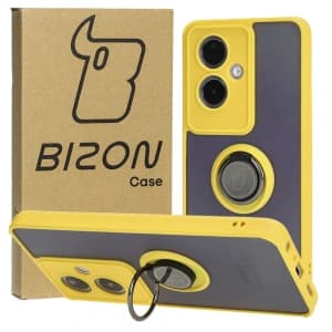 Bizon Case Hybrid Ring Oppo A79 5G smoky with a yellow frame
