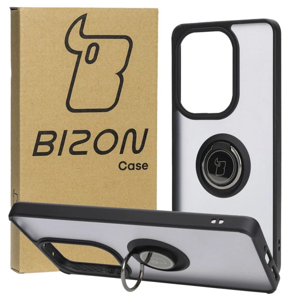 Bizon Case Hybrid Ring Xiaomi Poco M6 Pro 4G / Xiaomi Redmi Note 13 Pro 4G füstös fekete kerettel - 1