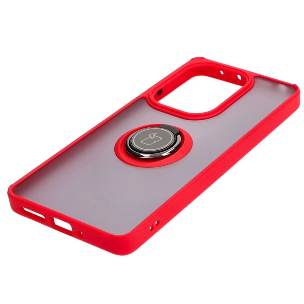 Bizon Case Hybrid Ring Xiaomi Poco M6 Pro 4G / Xiaomi Redmi Note 13 Pro 4G rauchig mit einem roten Rahmen - 3