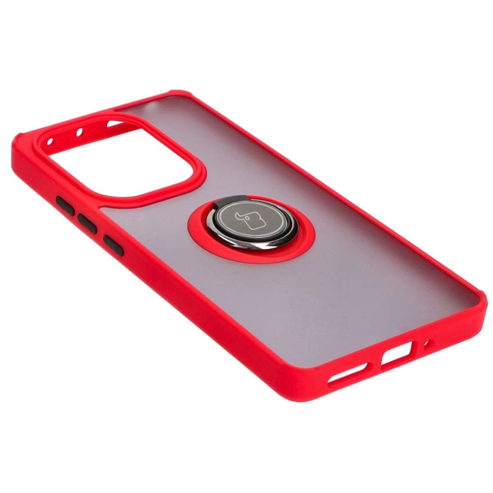 Bizon Case Hybrid Ring Xiaomi Poco M6 Pro 4G / Xiaomi Redmi Note 13 Pro 4G rauchig mit einem roten Rahmen - 4